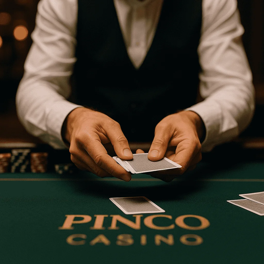 Pinco Casino — крупье раздаёт карты
